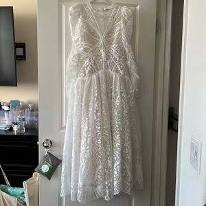 Prima Embroidered Crepe Midi Dress